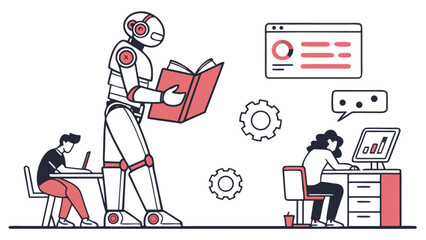 Robot learning and working with humans in office environment for automation and ai integration design