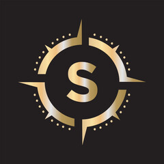 Compass Logo Combine With Letter W Vector Template