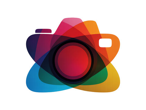 Colorful abstract camera logo graphic image - Powered by Adobe