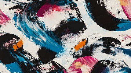 Abstract Swirls Blue Pink Black Acrylic Painting Texture