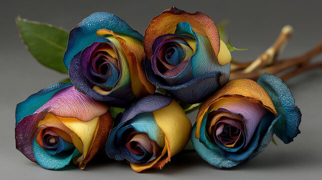 colourful rainbow roses