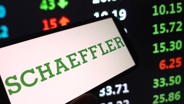 Konskie, Poland - July 31, 2025: Schaeffler company logo displayed on mobile phone