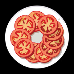 Fresh Tomato Slices on White Plate - Vector Illustration