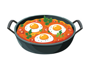 Healthy Tomato and Egg Dish - Vector Illustration