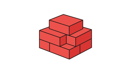Obraz premium Isometric Illustration of a Red Brick Wall Structure