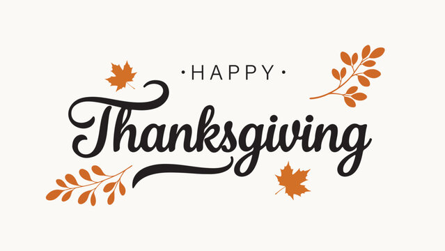 Happy Thanksgiving Vector Greeting with Autumn Leaves and Branches