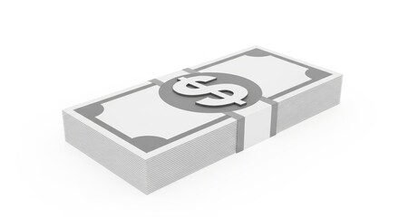 Stack of Cash and Dollar Sign - A large stack of money, symbolizing wealth, finance, prosperity, success, and abundance. It represents financial security and economic growth