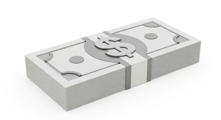 Stack of Cash Illustration - A 3D of a stack of stylized banknotes, featuring a prominent dollar sign. Ideal for financial concepts
