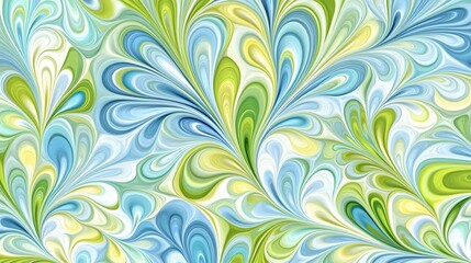 Abstract Swirling Blue Green Yellow Marble Pattern Texture Background