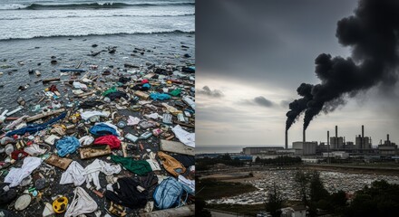 The Environmental Price of Fast Fashion - Pollution, waste, consumerism, environmental damage, sustainability.
