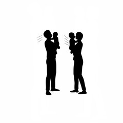 Silhouette of a parent burping a baby on shoulder on white background