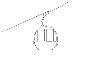 Continious one line drawing of cable car vector illustration. Editable outline