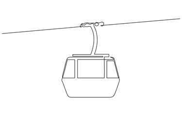 Continious one line drawing of cable car vector illustration. Editable outline