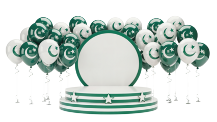 Celebrate national pride with festive balloons and a prominent stage for your message