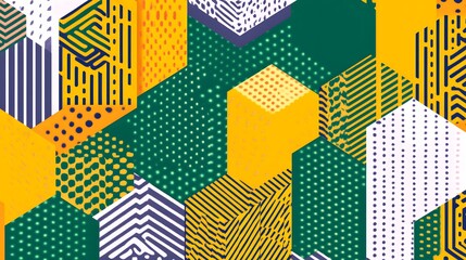 Abstract Geometric Hexagon Pattern Background, Yellow Green