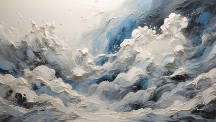 Abstract ocean waves in impasto painting style