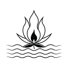 Tranquil Lake with Floating Flame Flowers