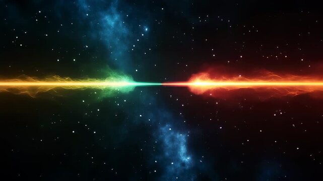 Energetic cosmic clash visual, a dynamic fusion of red and green energy in space, stellar burst