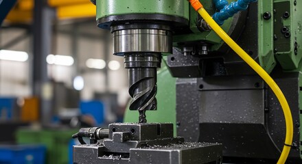 精密な機械が正確に回転 金属を削る鋭い刃先 力強い動作