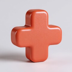 Bright orange plus sign symbol on a light gray background