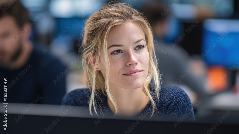 Poster medium shot of a virtual productplacement team member reviewing placement effects on a highresolutio
