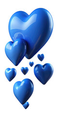 blue heart isolated on transparent white background, clipping path