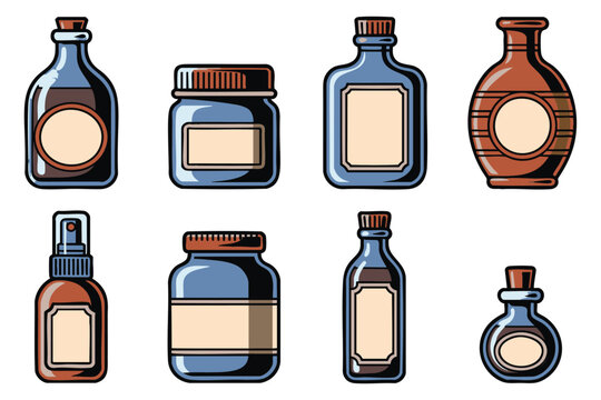 Pixel Art Bottles and Jars:  A Collection of Vintage Containers