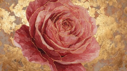 Rose flower gold background floral design luxury art print wallpaper art