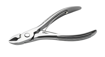 Obraz premium Closeup of a shiny metal cutting plier isolated on transparent background, showcasing its precision and durability for various industrial, construction, and repair applications