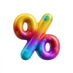 Colorful balloon percent symbol with tie dye effect on white background