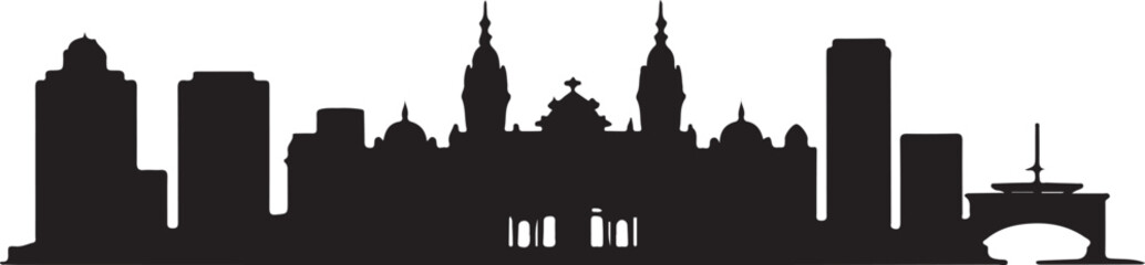 Black Silhouette of Monaco Skyline with Monte Carlo Casino and Harborfront High Rises