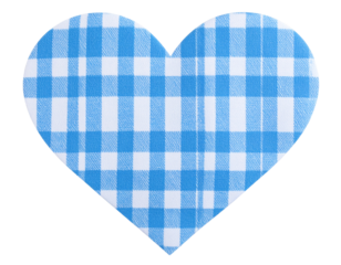 Blue Gingham Pattern in Heart-Shaped Cutout, Flat Lay Style, Transparent Background PNG