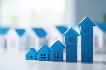 Rising House Prices Miniature Homes Illustrating Growth in Real Estate Market