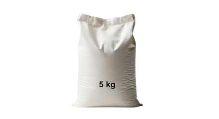 Bag of white flour isolated on transparent background, a key ingredient for baking and cooking, perfect for illustrating recipes, food preparation, and grocery shopping concepts