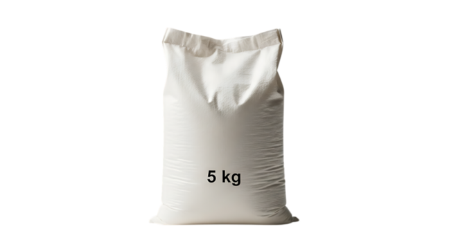 Bag of white flour isolated on transparent background, a key ingredient for baking and cooking, perfect for illustrating recipes, food preparation, and grocery shopping concepts - Powered by Adobe