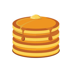 stack of pancakes topped with butter isolated