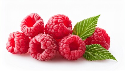 raspberries on white background