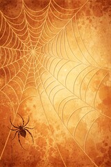 Intricate orange grunge texture with subtle spiderweb pattern creating an eerie atmosphere