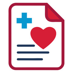 Obraz premium Medical document with heart and plus symbol icon representing healthcare and well being