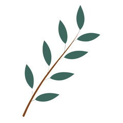 Fototapeta premium A simple illustration of a brown branch with multiple green leaves on a black background