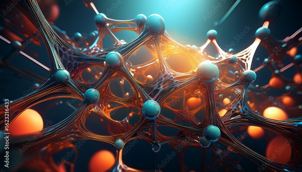 Poster an abstract 3d rendering of a molecular structure