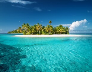 tropical island paradise with palm trees and turquoise waters