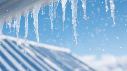 Icicles Breaking and Falling from a Metal Roof in Winter Conditions