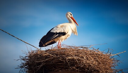 Fototapeta premium a white stork in the nest