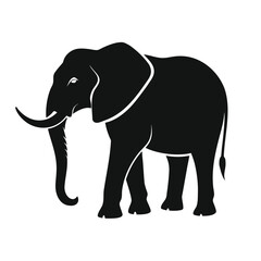 Obraz premium Majestic Silhouette: An elegant minimalist depiction of a stately elephant, rendered in monochrome, stands as a symbol of strength, intelligence, and the beauty of the animal kingdom.