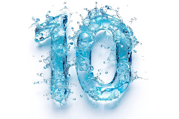 Number ten 10 from water on white background