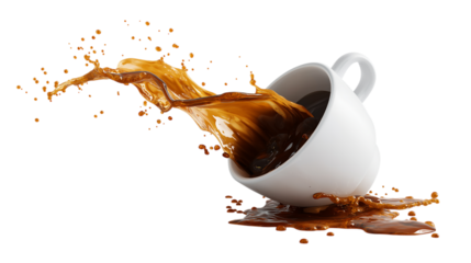 Coffee Cup Tipping Over with Dramatic Liquid Splash