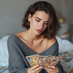 woman reading tarot cards
