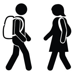 Students with Backpacks Walking to School, Representing Education, Learning, and Back to School – Vector Illustration