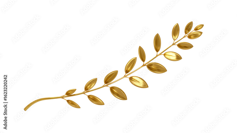 Poster elegant golden branch with symmetrical leaves floating on a transparent layer, perfect for graphic